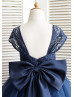 Cap Sleeves Navy Blue Lace Tulle Lovely Flower Girl Dress Cap Sleeves Navy Blue Lace Tulle Lovely Flower Girl Dress